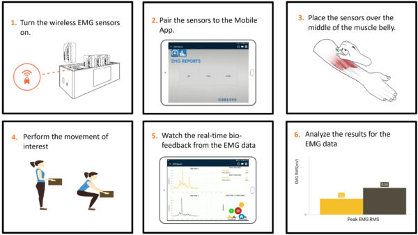 Step-by-step guide to EMG data collection.